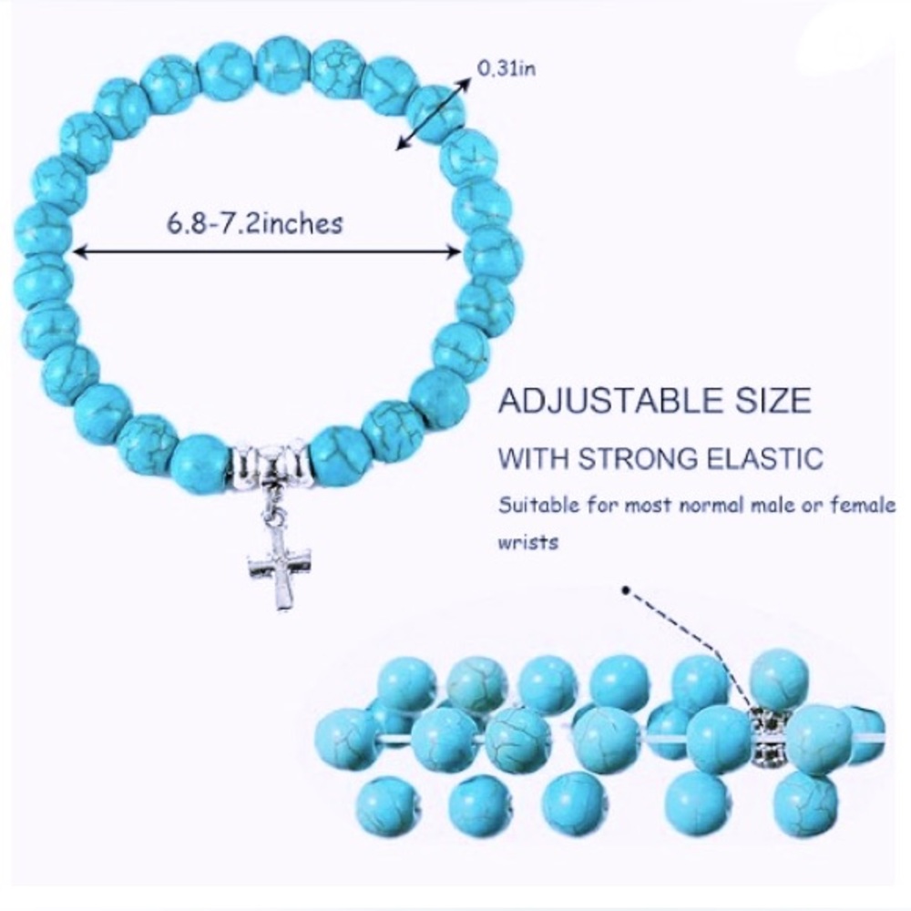 HOST PICK Bohemian Turquoise Beaded Stretch Bracelet W/ Silver Charm - Picture 2 of 3